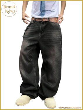 Mens Baggy Jeans Y2k Wide Leg Skater Jeans Casual Loose Fit Denim Pants